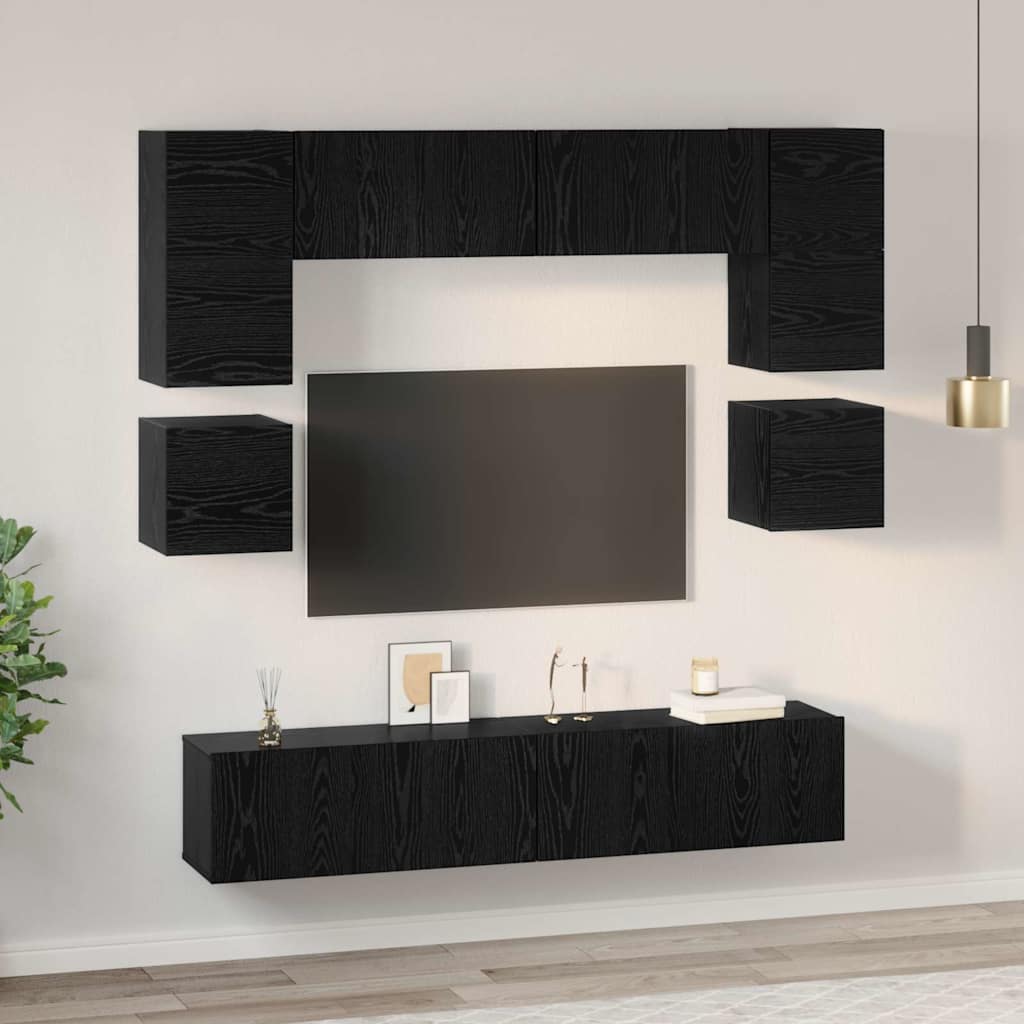 Ensemble meuble TV 8 pcs Chêne noir Bois d'ingénierie - XIOS