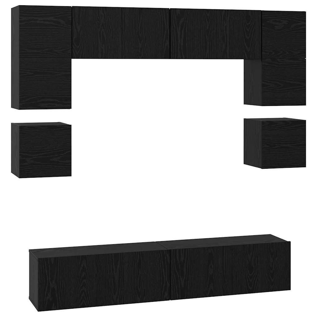 Ensemble meuble TV 8 pcs Chêne noir Bois d'ingénierie - XIOS