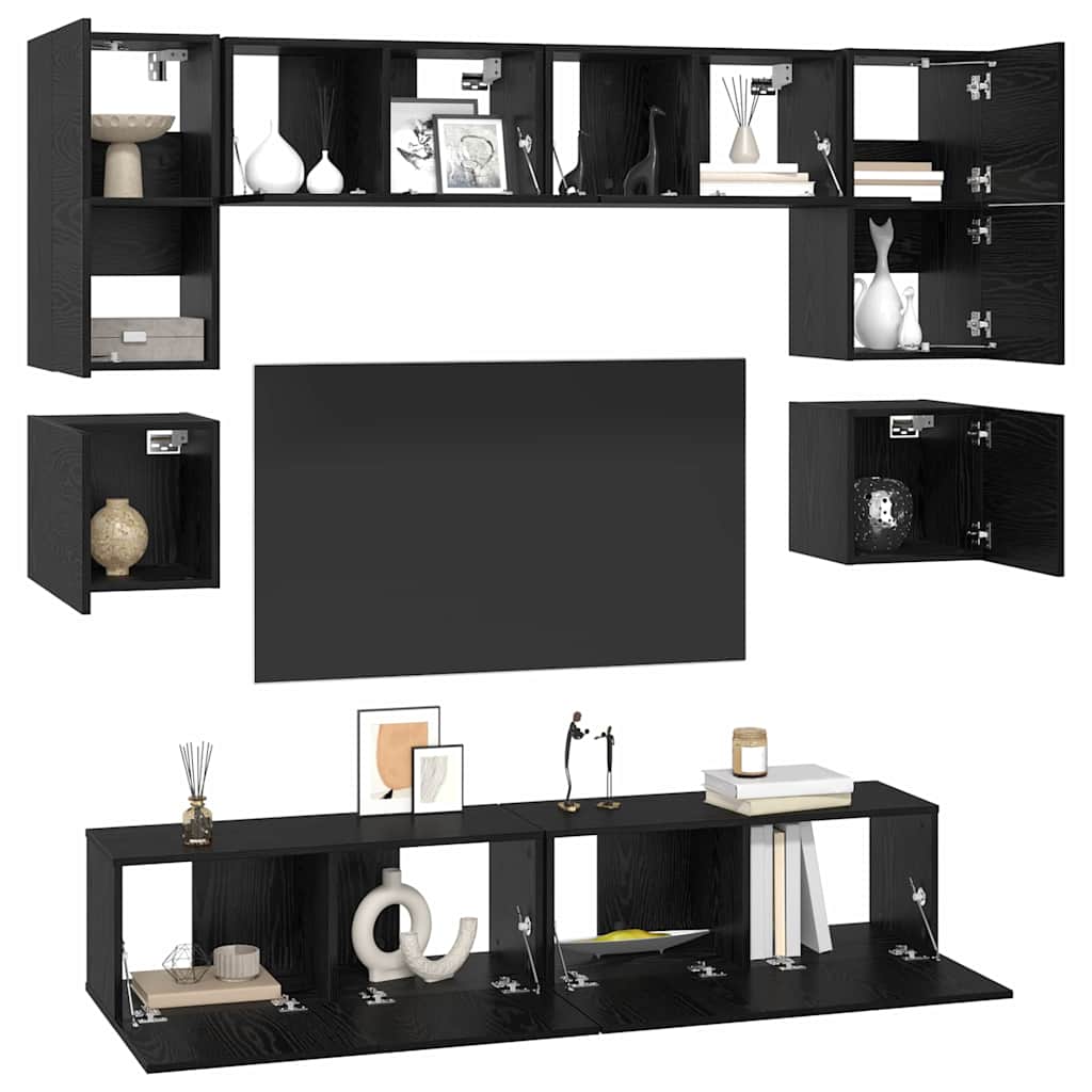 Ensemble meuble TV 8 pcs Chêne noir Bois d'ingénierie - XIOS