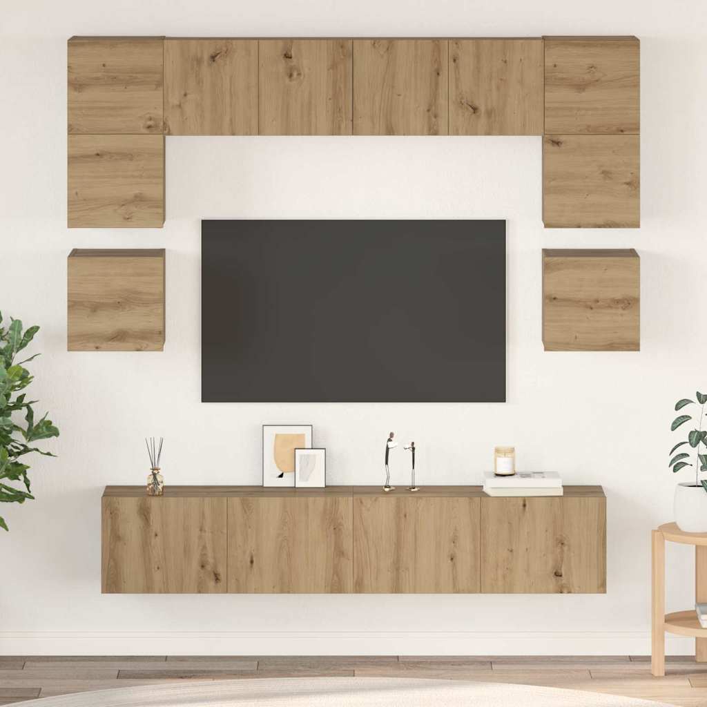 Ensemble meuble TV 8 pcs Chêne artisanal Bois d'ingénierie - XIOS