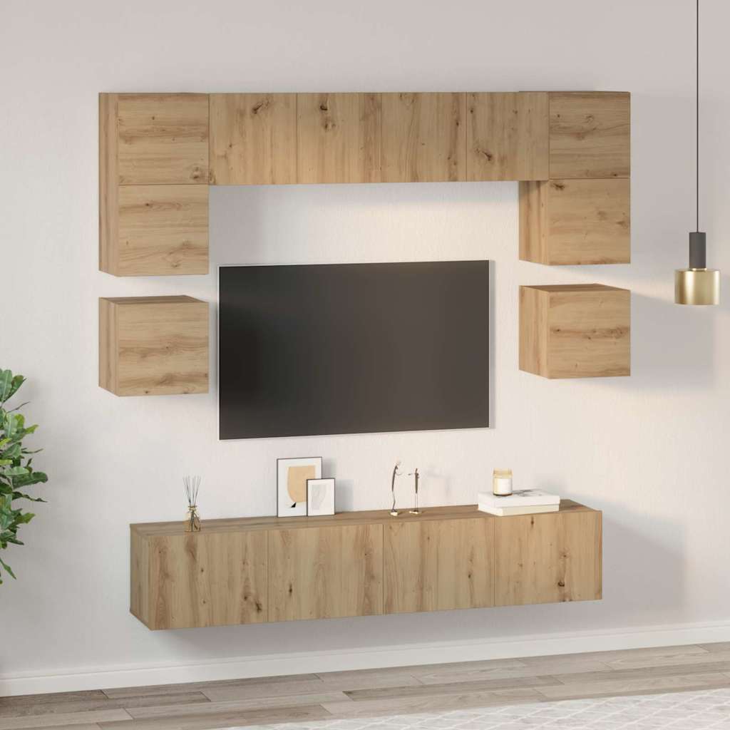 Ensemble meuble TV 8 pcs Chêne artisanal Bois d'ingénierie - XIOS