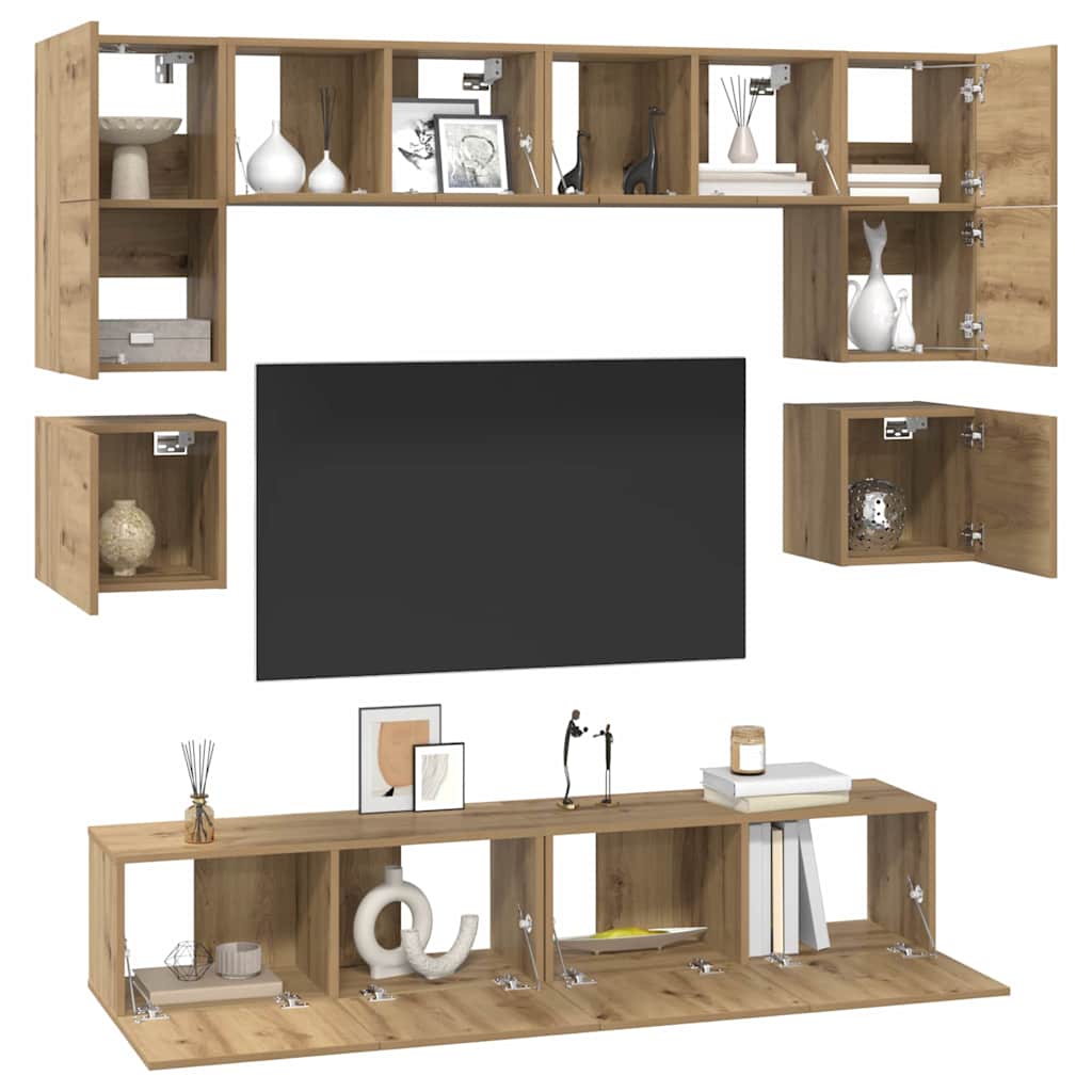 Ensemble meuble TV 8 pcs Chêne artisanal Bois d'ingénierie - XIOS