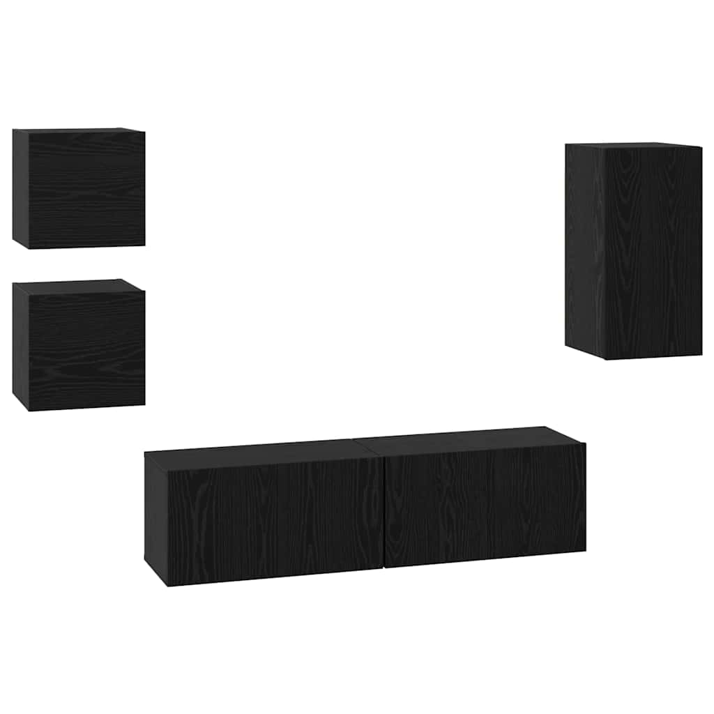 Ensemble meuble TV 5 pcs Chêne noir Bois d'ingénierie - XIOS