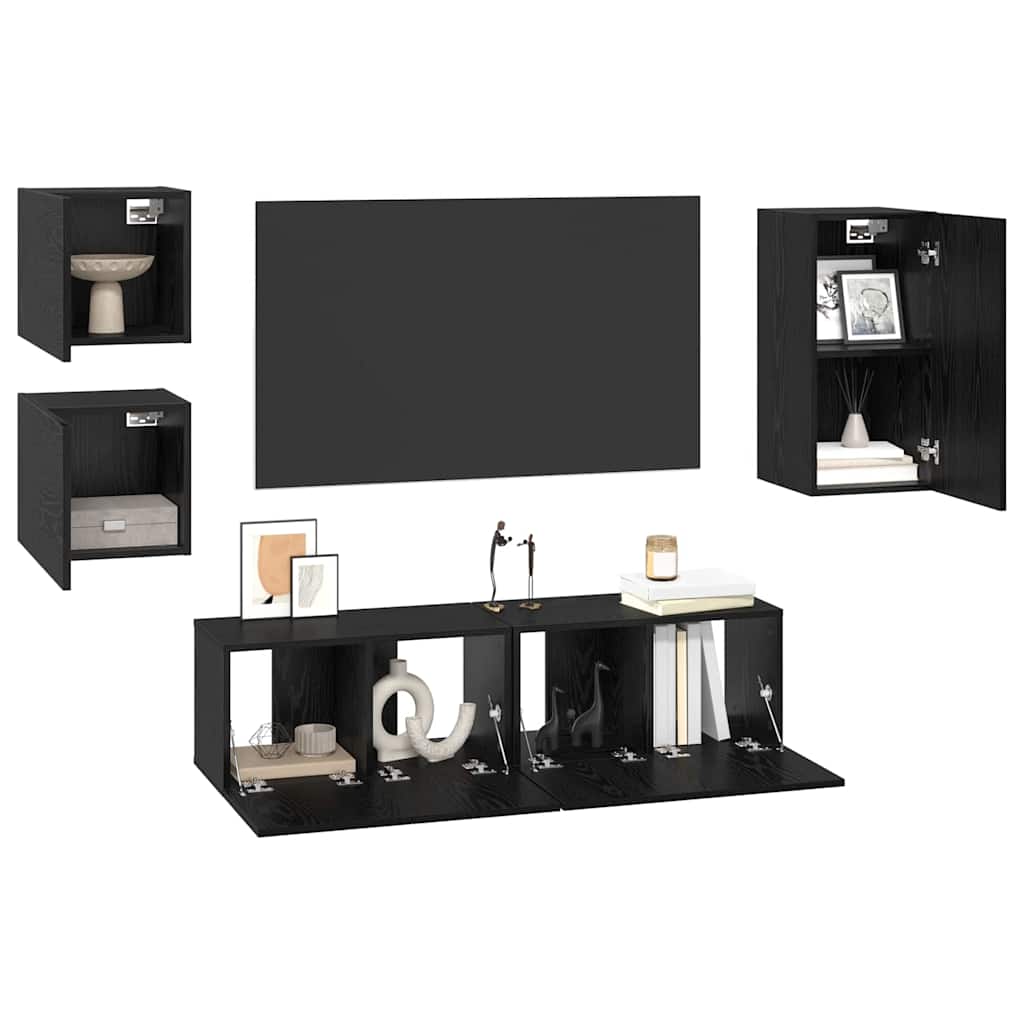 Ensemble meuble TV 5 pcs Chêne noir Bois d'ingénierie - XIOS
