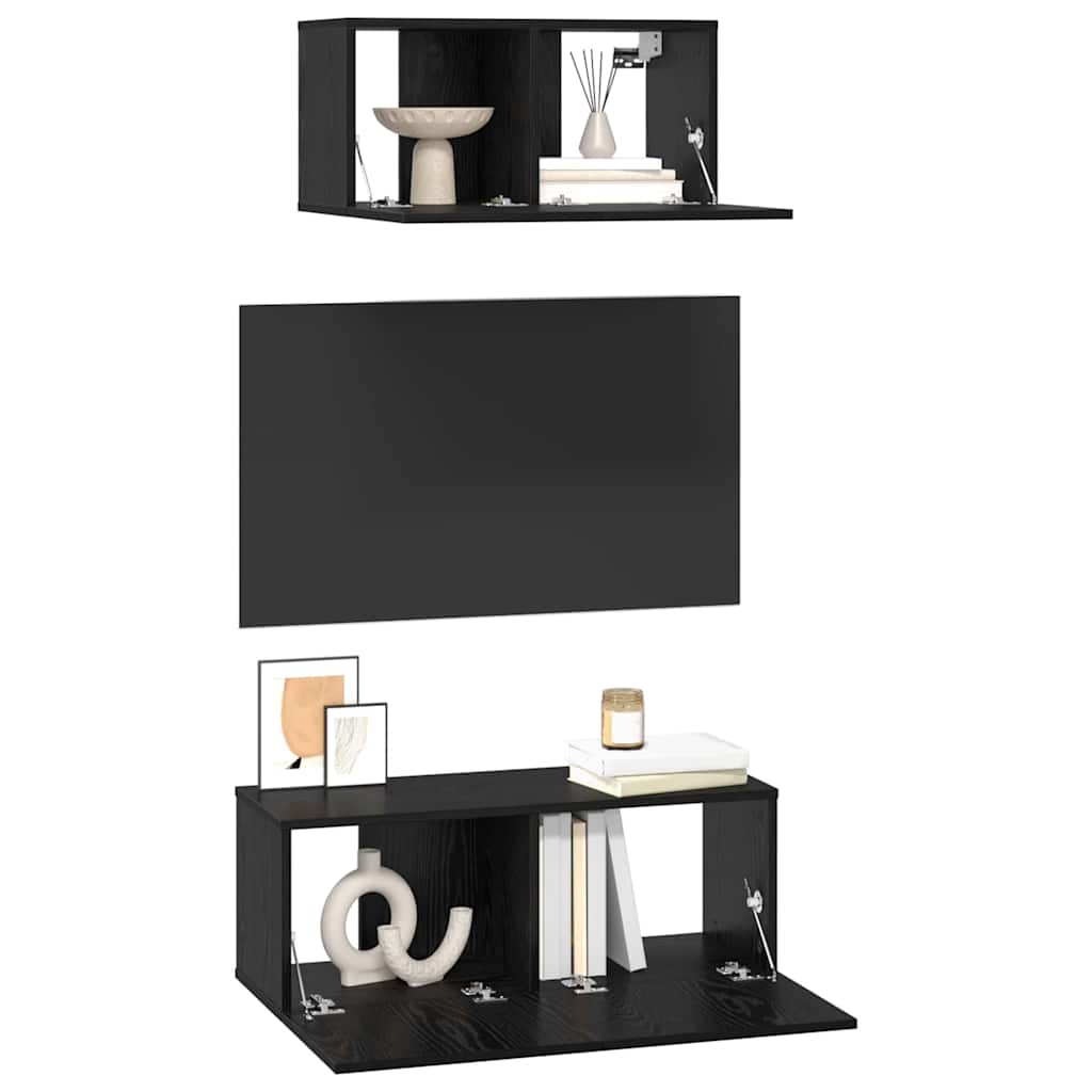 Ensemble meuble TV 2 pcs Chêne noir Bois d'ingénierie - XIOS