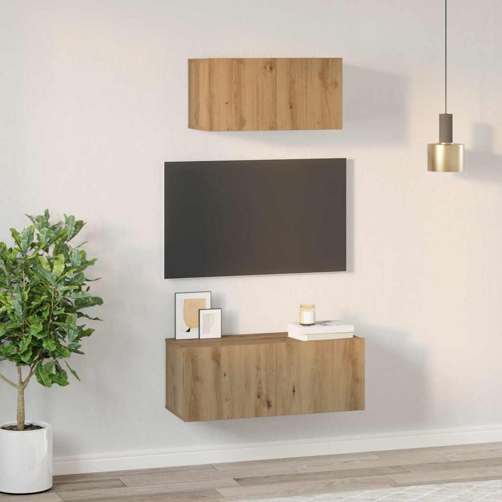 Ensemble meuble TV 2 pcs chêne artisanal Bois d'ingénierie - XIOS