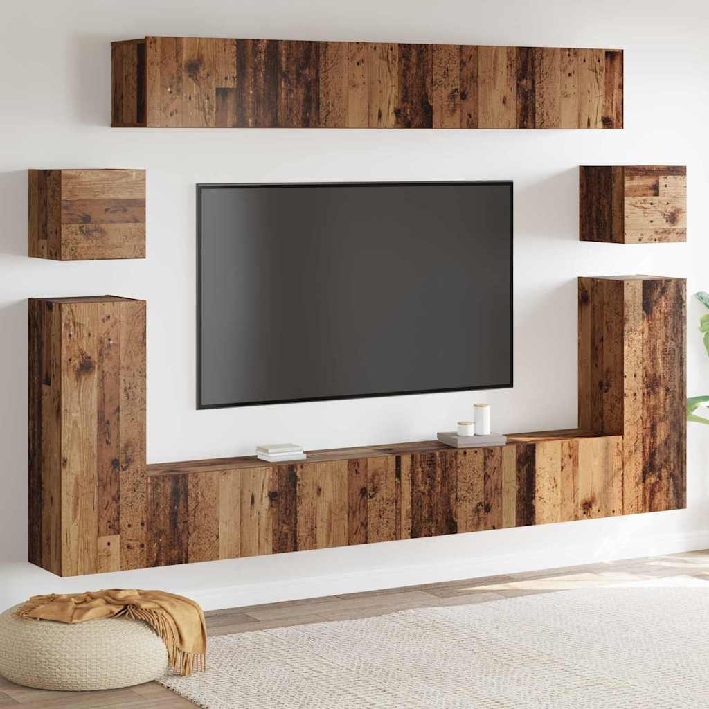 Unites TV Montage mural 4 pcs Bois Ancien Bois d'ingénierie - XIOS