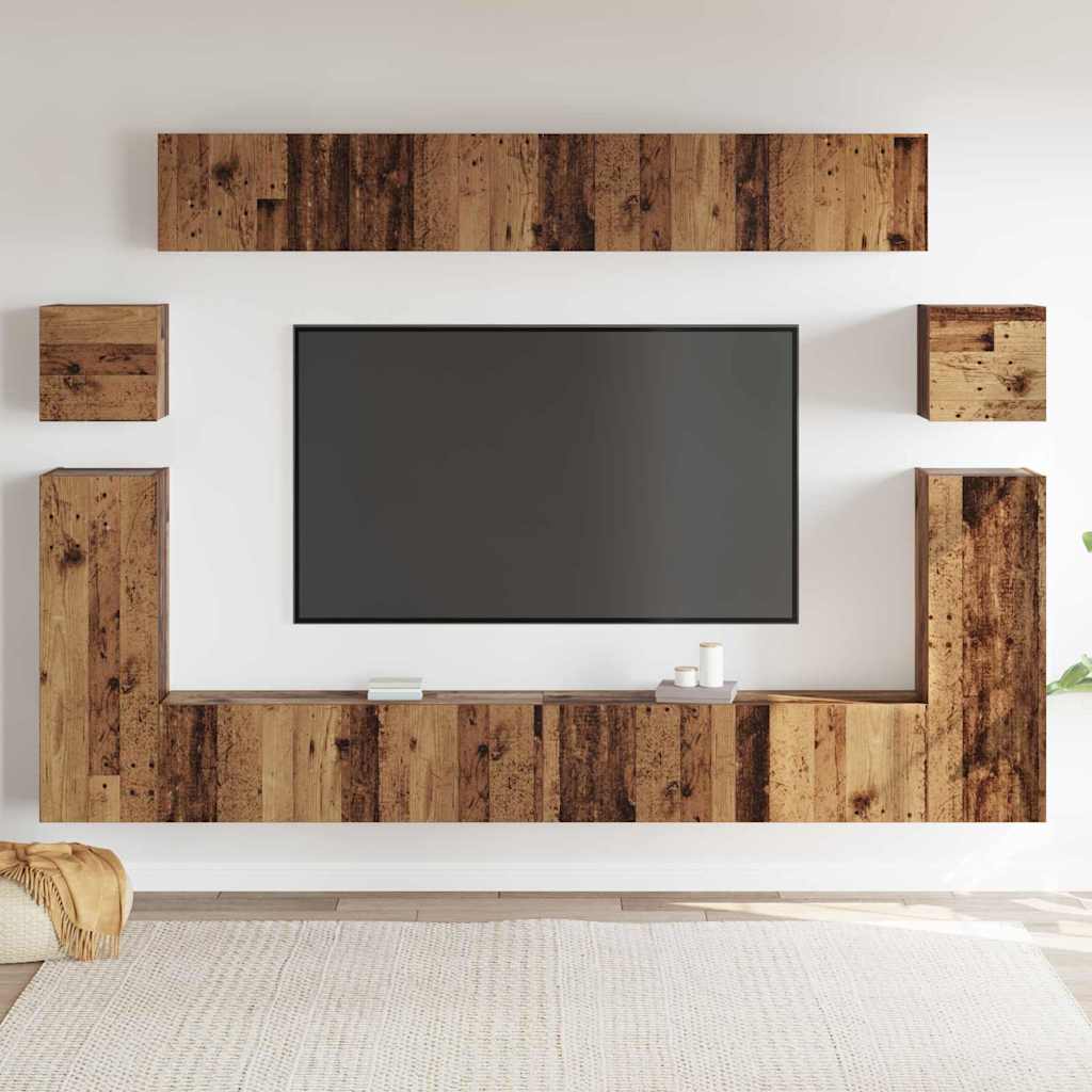 Unites TV Montage mural 4 pcs Bois Ancien Bois d'ingénierie - XIOS