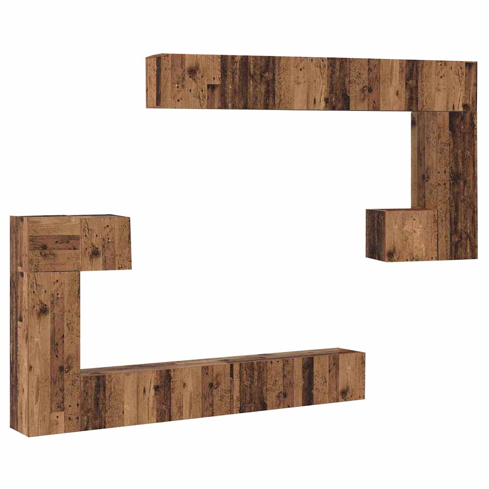 Unites TV Montage mural 4 pcs Bois Ancien Bois d'ingénierie - XIOS
