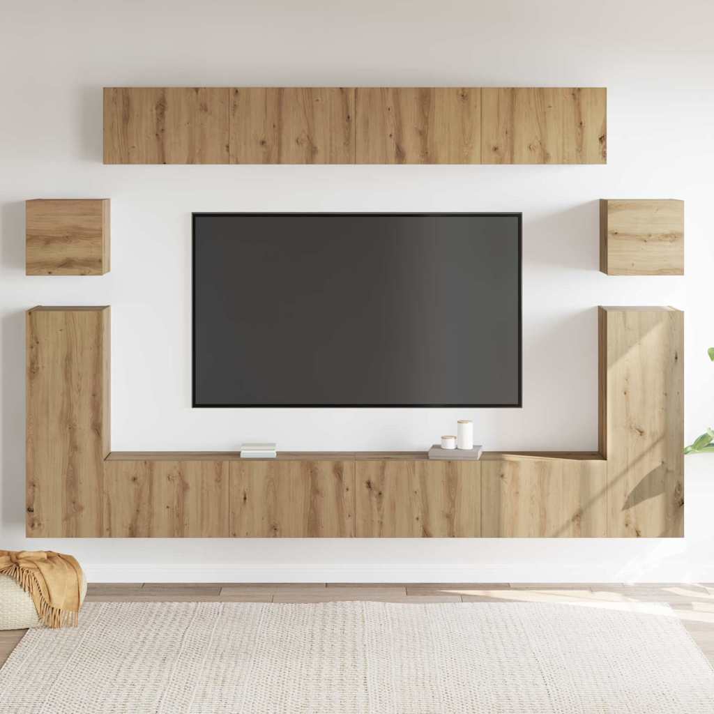 Unites TV Montage mural 4 pcs Chêne artisanal Bois d'ingénierie - XIOS