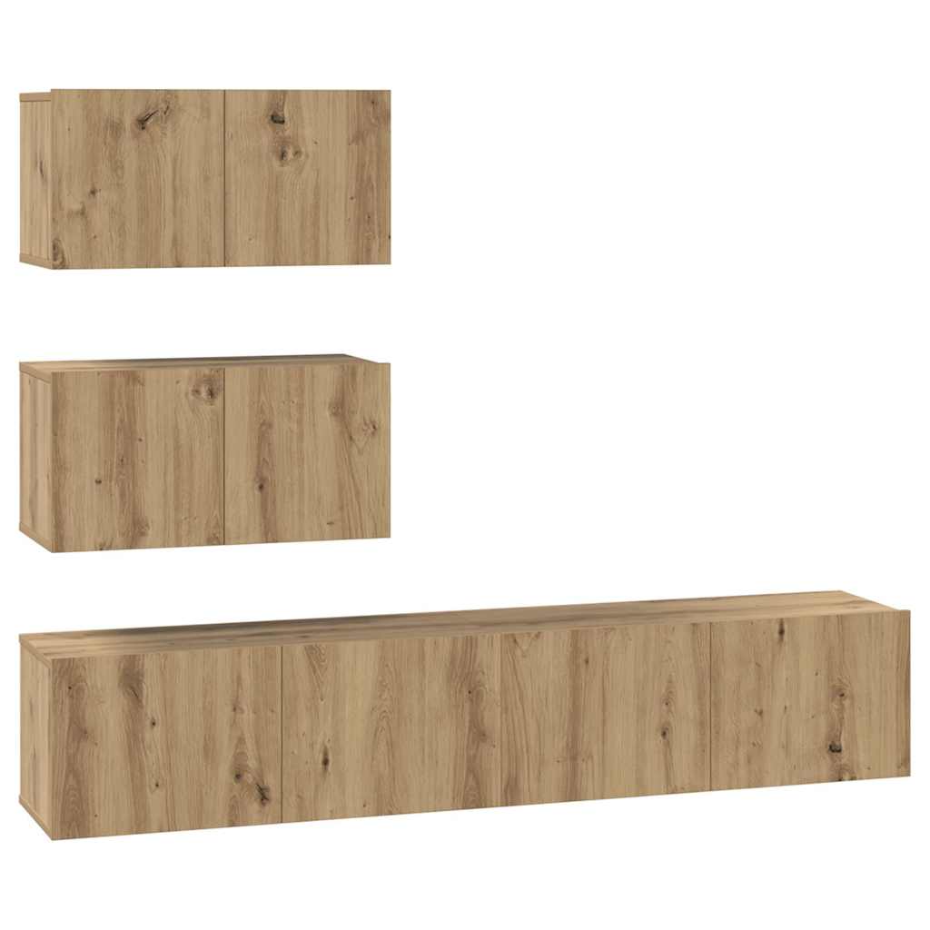 Ensemble meuble TV 4 pcs chêne artisanal Bois d'ingénierie - XIOS