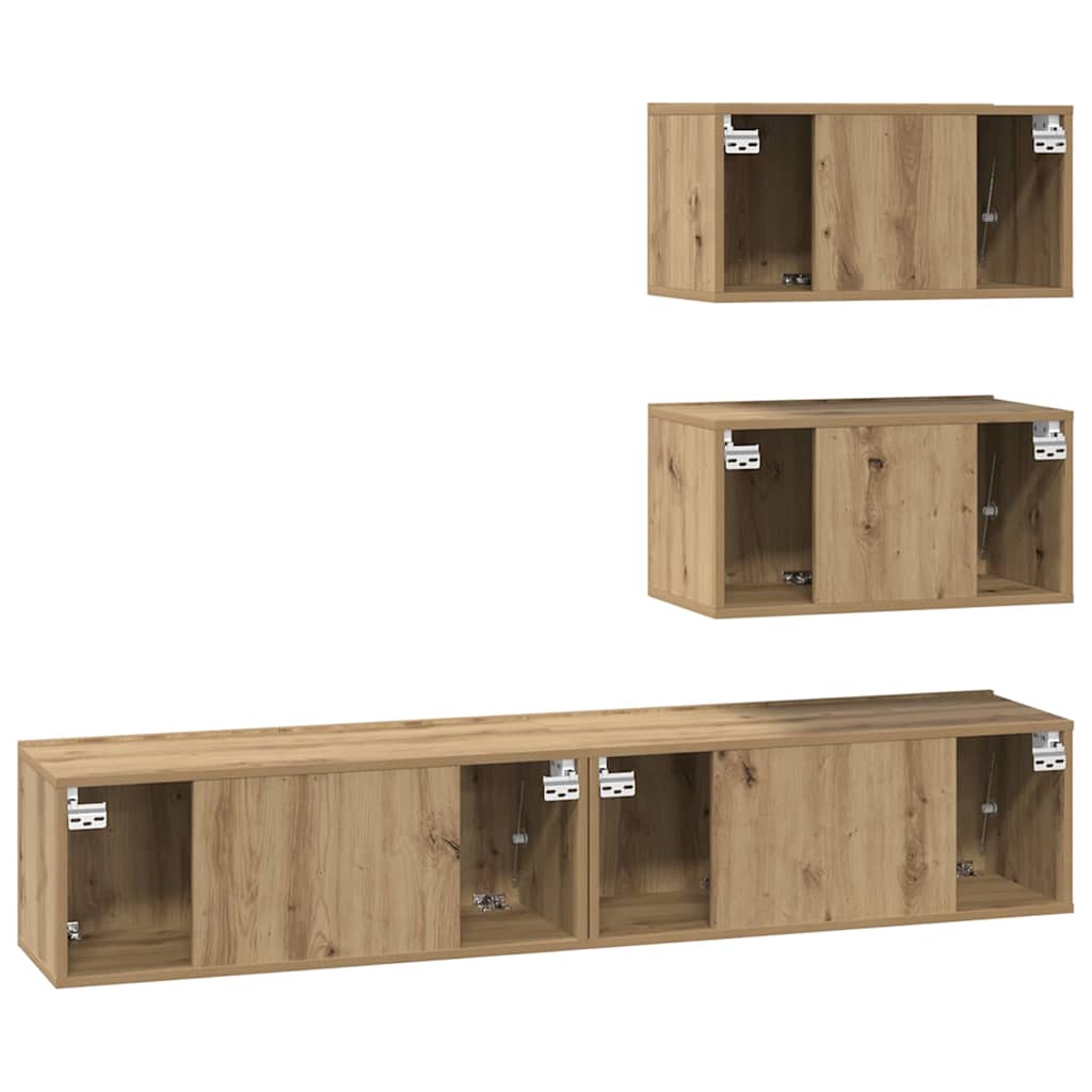 Ensemble meuble TV 4 pcs chêne artisanal Bois d'ingénierie - XIOS