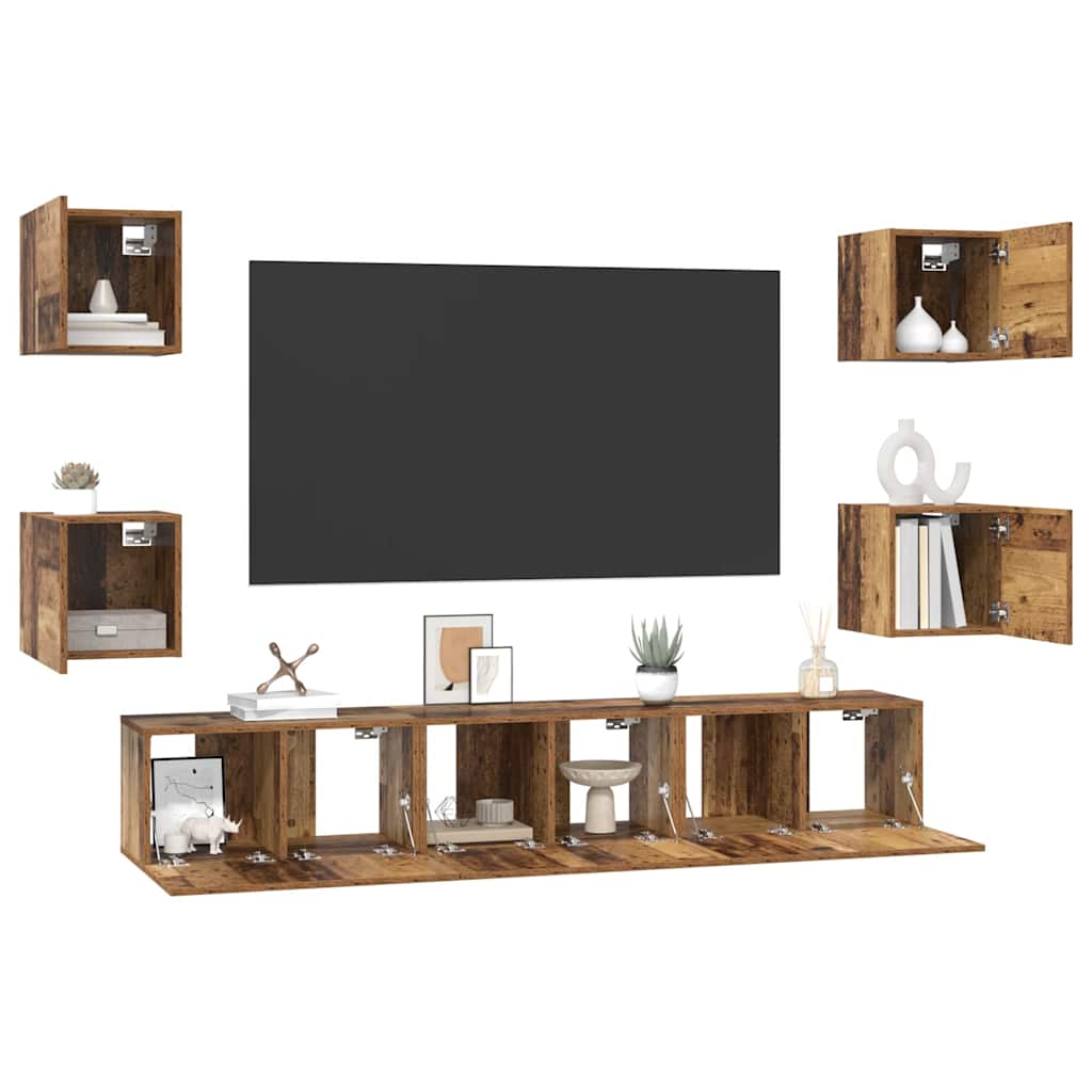 Ensemble meuble TV 7 pcs Bois ancien 60 x 30 x 30 cm - XIOS