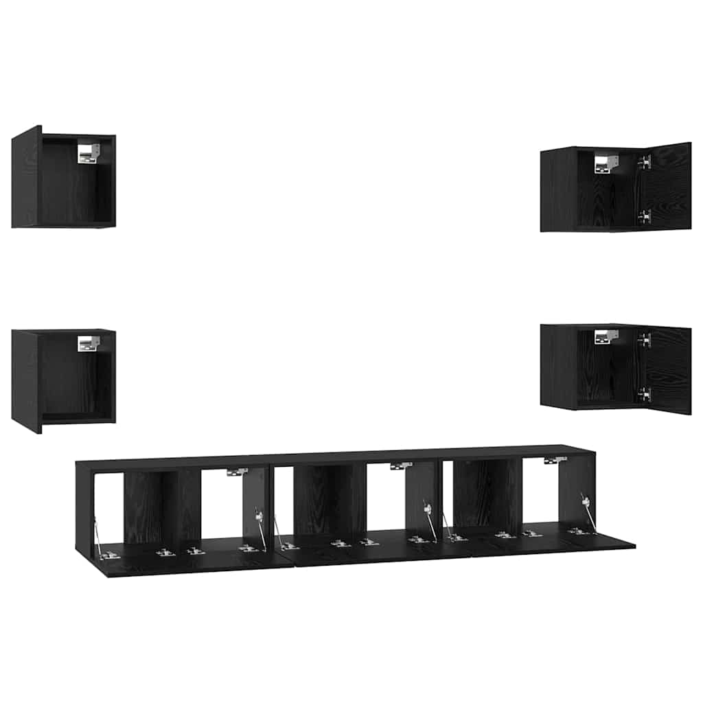 Ensemble meuble TV 7 pcs Chêne noir Bois d'ingénierie - XIOS