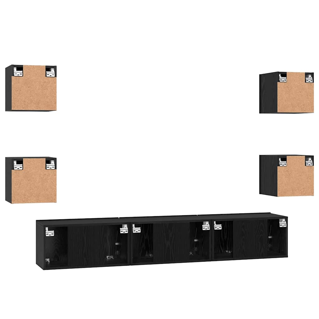 Ensemble meuble TV 7 pcs Chêne noir Bois d'ingénierie - XIOS