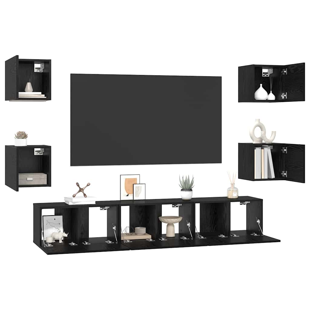 Ensemble meuble TV 7 pcs Chêne noir Bois d'ingénierie - XIOS