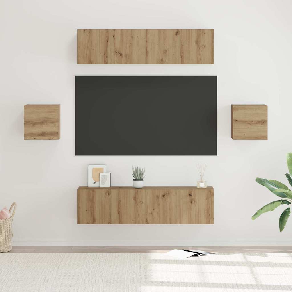 Ensemble meuble TV 6 pcs Chêne artisanal Bois d'ingénierie - XIOS