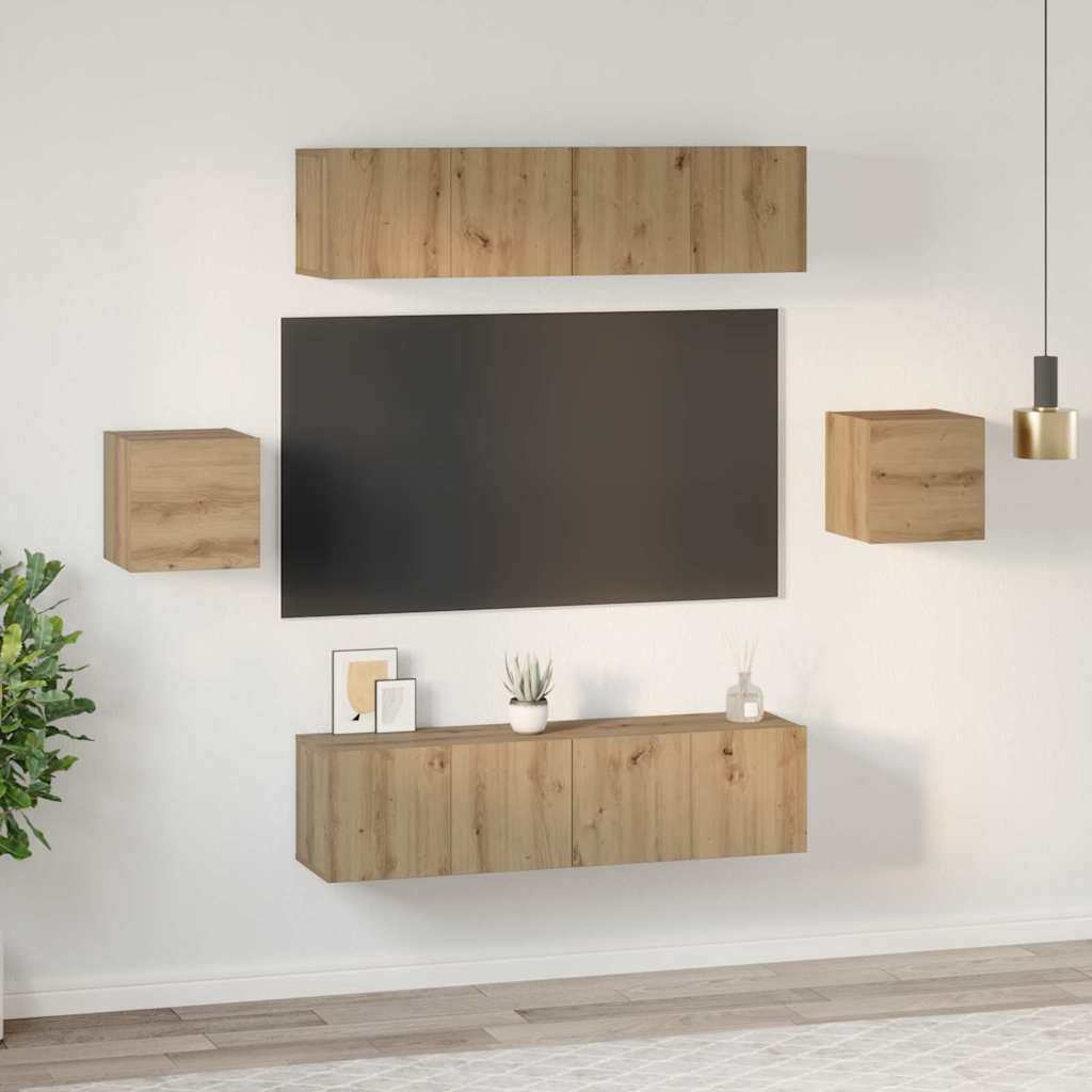 Ensemble meuble TV 6 pcs Chêne artisanal Bois d'ingénierie - XIOS