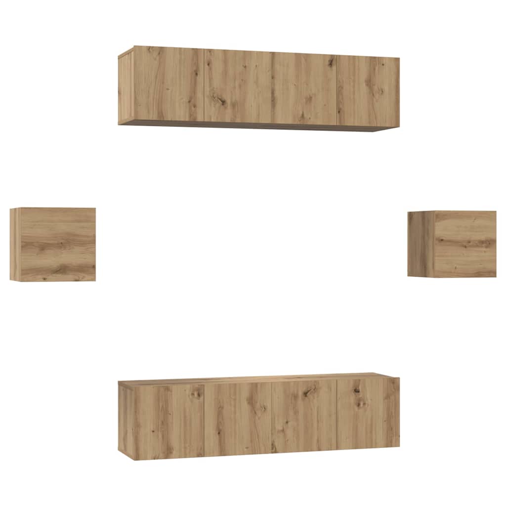 Ensemble meuble TV 6 pcs Chêne artisanal Bois d'ingénierie - XIOS