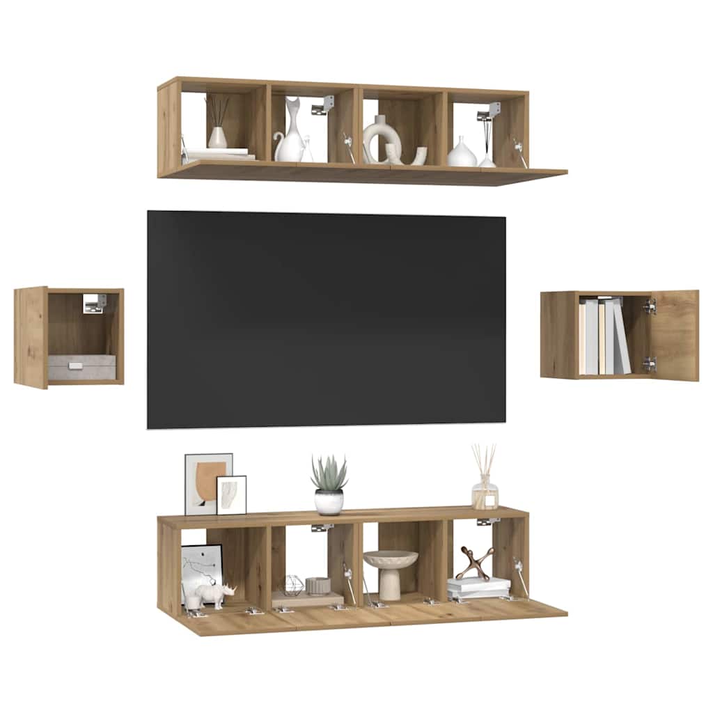 Ensemble meuble TV 6 pcs Chêne artisanal Bois d'ingénierie - XIOS