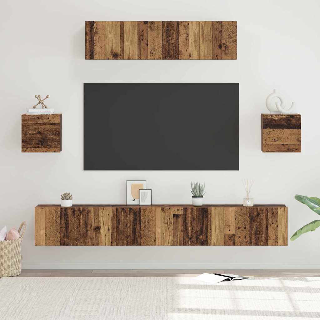 Ensemble meuble TV 7 pcs Bois ancien 80 x 30 x 30 cm - XIOS