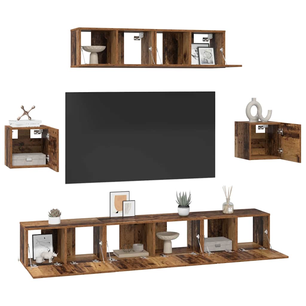 Ensemble meuble TV 7 pcs Bois ancien 80 x 30 x 30 cm - XIOS