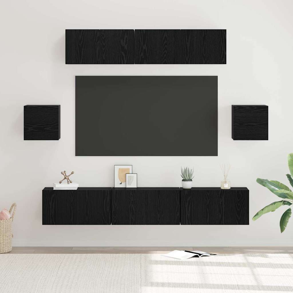 Ensemble meuble TV 7 pcs Chêne noir Bois d'ingénierie - XIOS