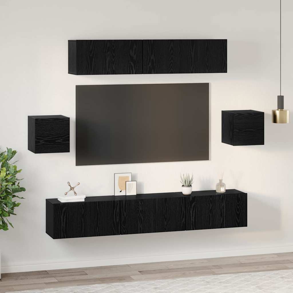 Ensemble meuble TV 7 pcs Chêne noir Bois d'ingénierie - XIOS