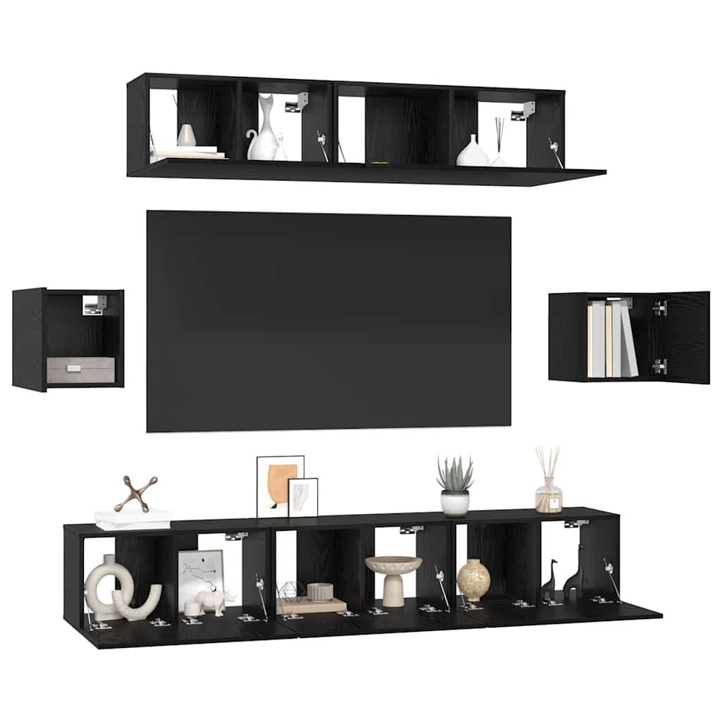 Ensemble meuble TV 7 pcs Chêne noir Bois d'ingénierie - XIOS