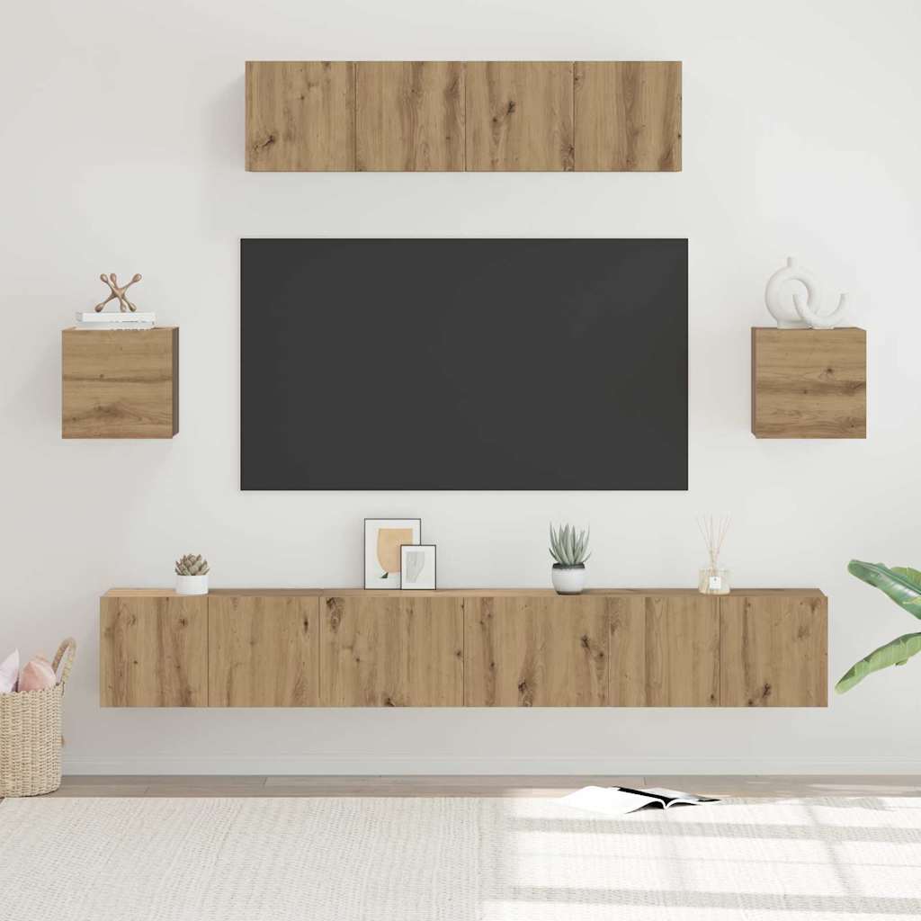 Ensemble meuble TV 7 pcs Chêne artisanal Bois d'ingénierie - XIOS