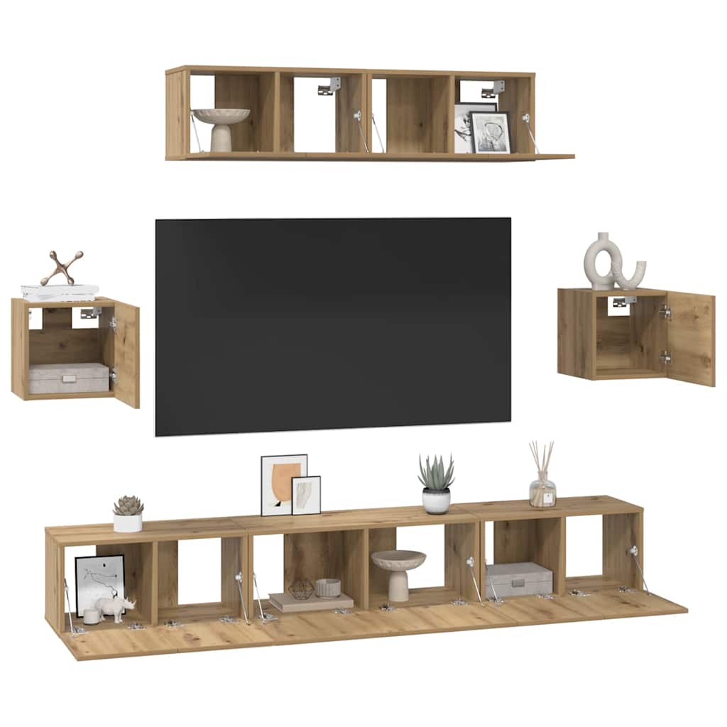 Ensemble meuble TV 7 pcs Chêne artisanal Bois d'ingénierie - XIOS