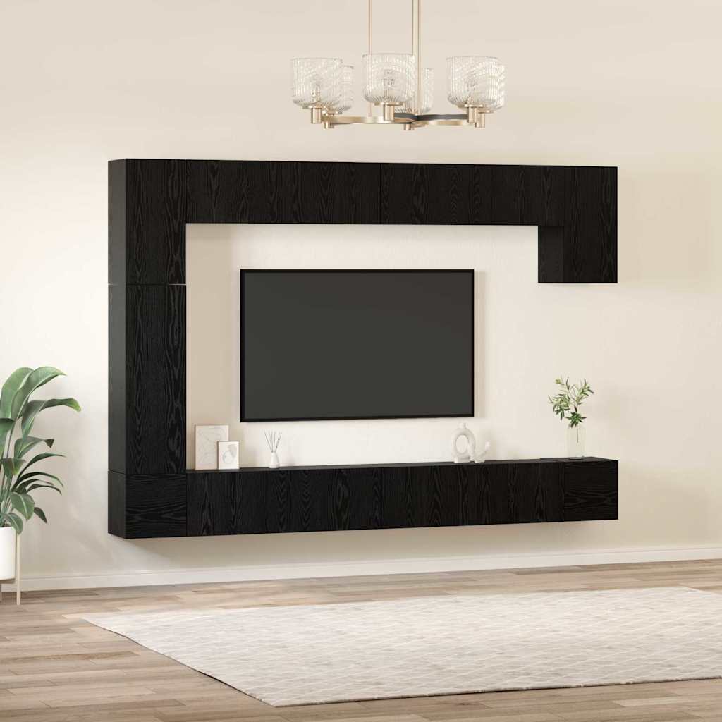 Ensemble meuble TV 9 pcs Chêne noir Bois d'ingénierie - XIOS