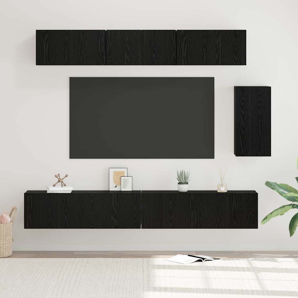 Ensemble meuble TV 6 pcs Chêne noir Bois d'ingénierie - XIOS