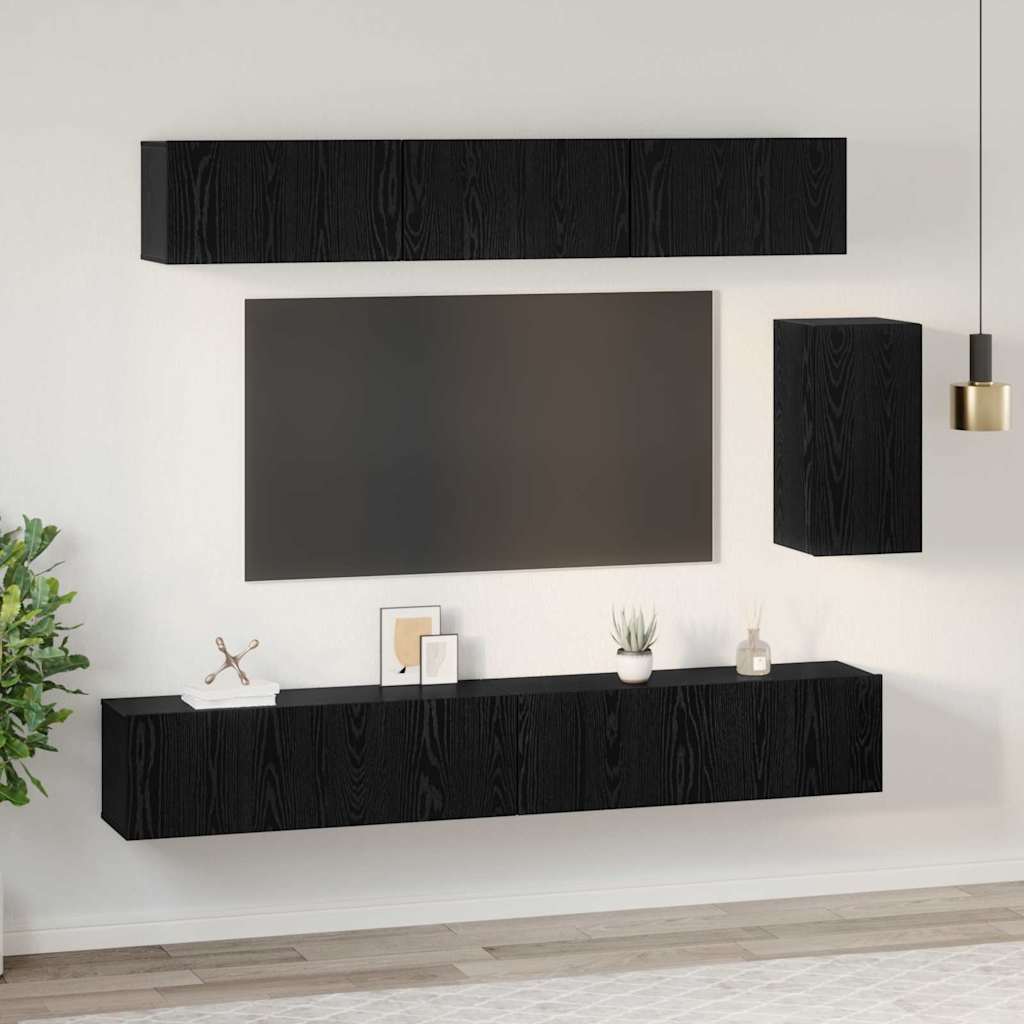 Ensemble meuble TV 6 pcs Chêne noir Bois d'ingénierie - XIOS