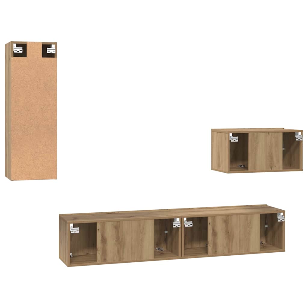 Meuble TV mural 4 pcs Chêne artisanal Bois d'ingénierie - XIOS