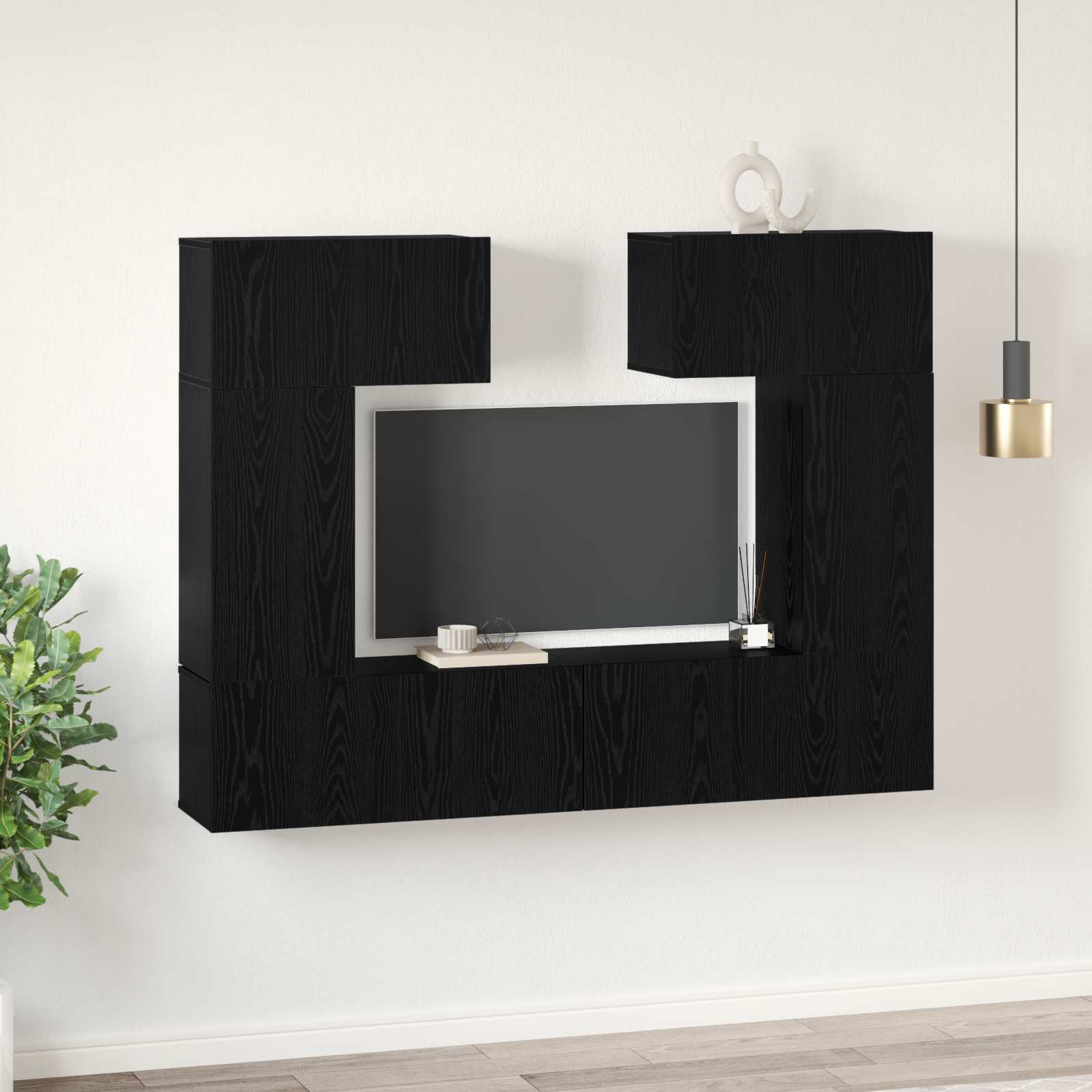 Ensemble meuble TV 6 pcs Chêne noir Bois d'ingénierie - XIOS