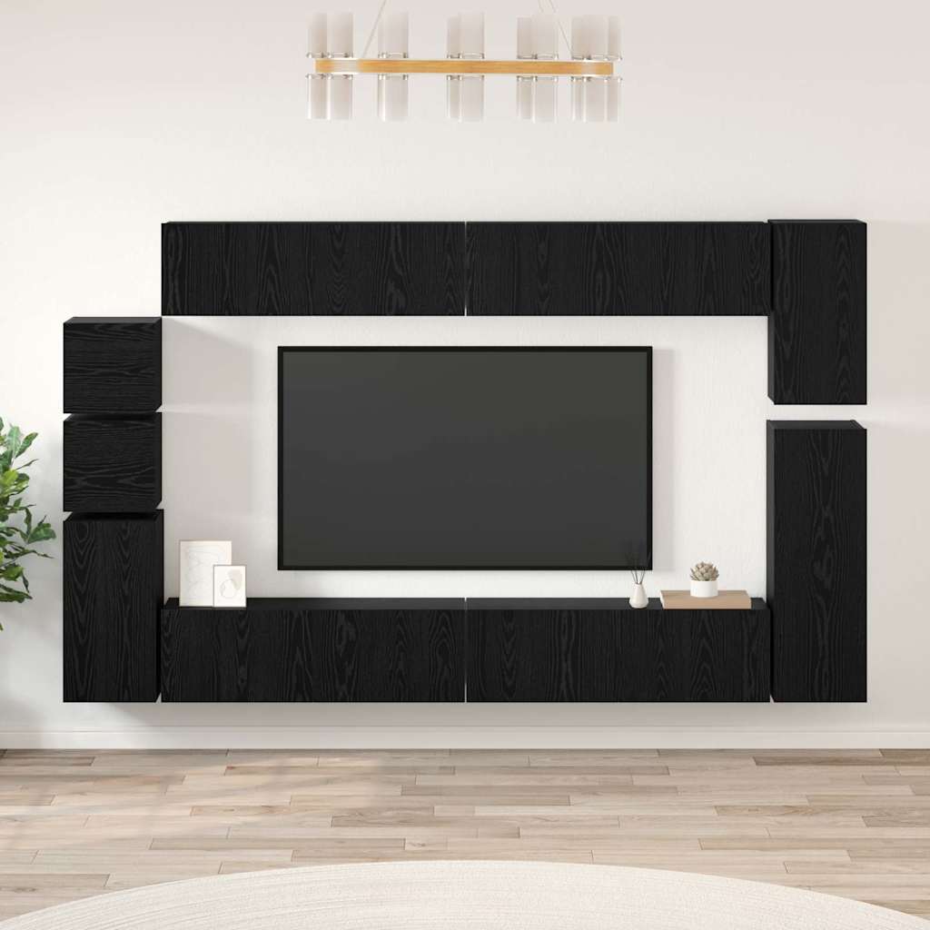 Ensemble meuble TV 9 pcs Chêne noir Bois d'ingénierie - XIOS