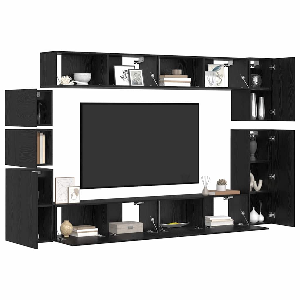 Ensemble meuble TV 9 pcs Chêne noir Bois d'ingénierie - XIOS