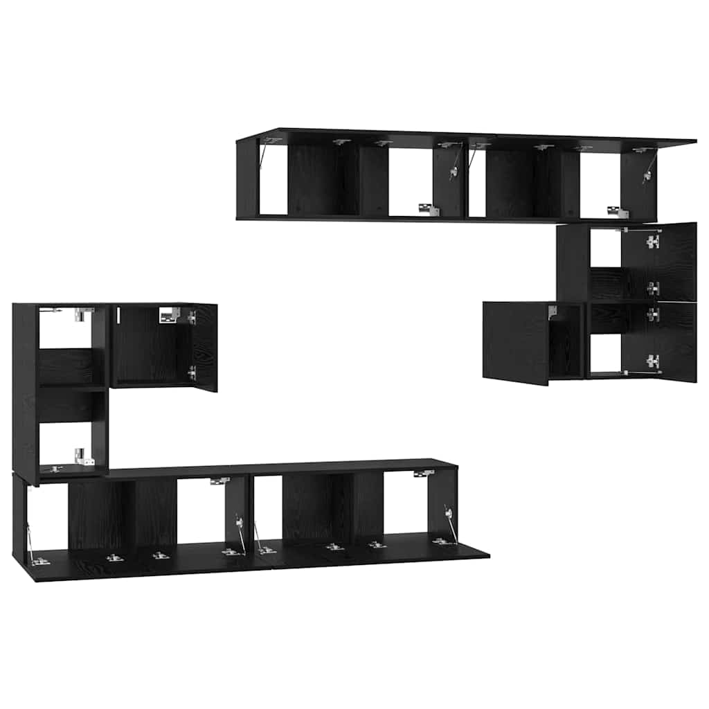 Unites TV Montage mural 4 pcs Chêne noir Bois d'ingénierie - XIOS