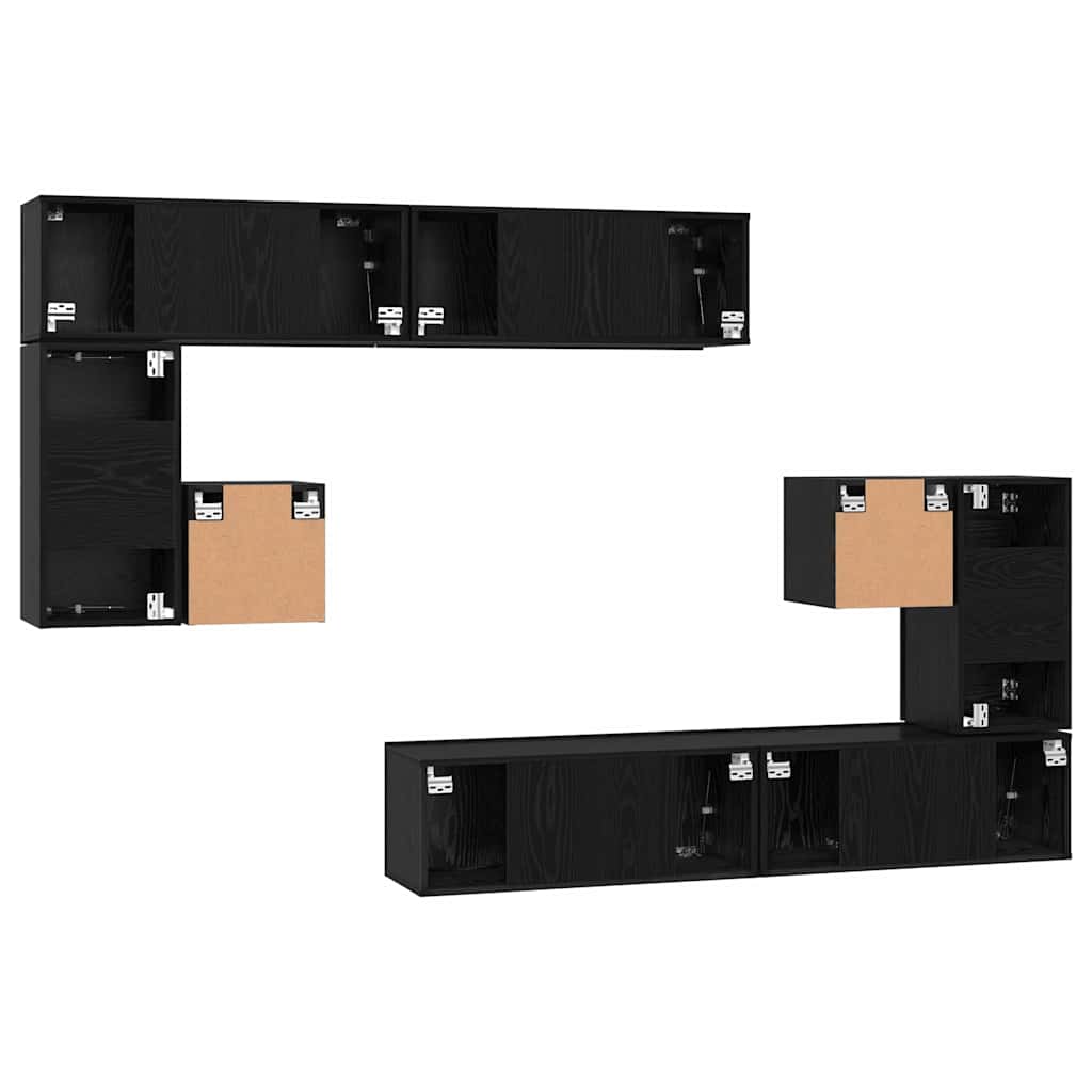 Unites TV Montage mural 4 pcs Chêne noir Bois d'ingénierie - XIOS