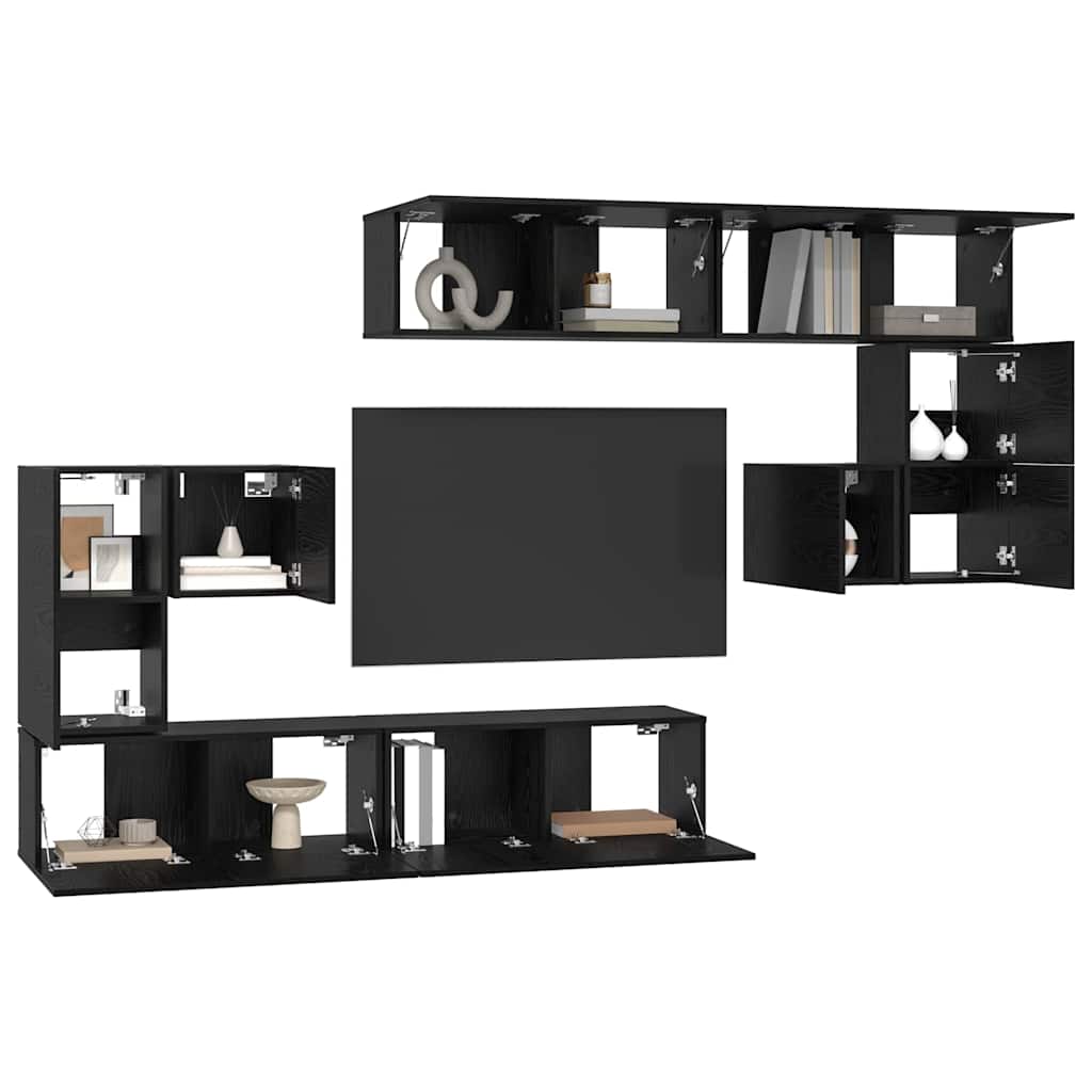 Unites TV Montage mural 4 pcs Chêne noir Bois d'ingénierie - XIOS