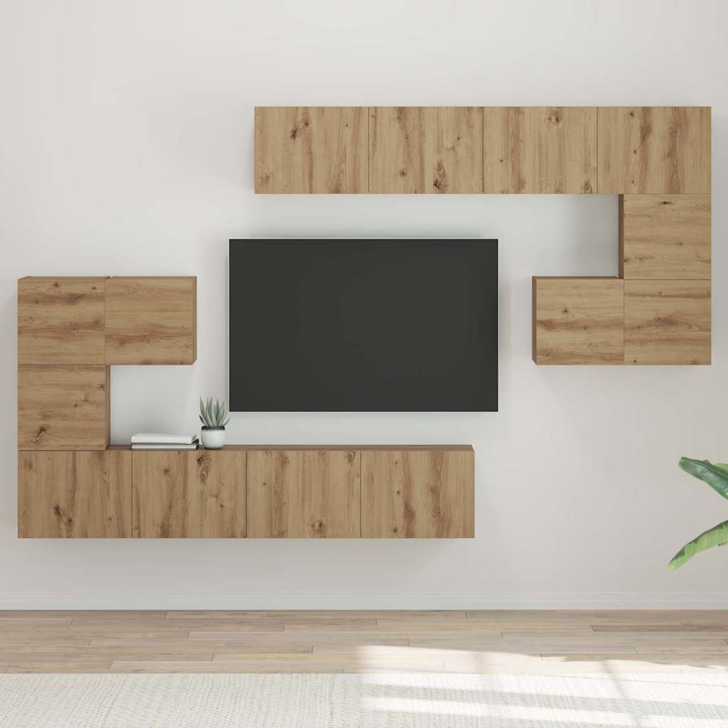 Unites TV Montage mural 4 pcs Chêne artisanal Bois d'ingénierie - XIOS