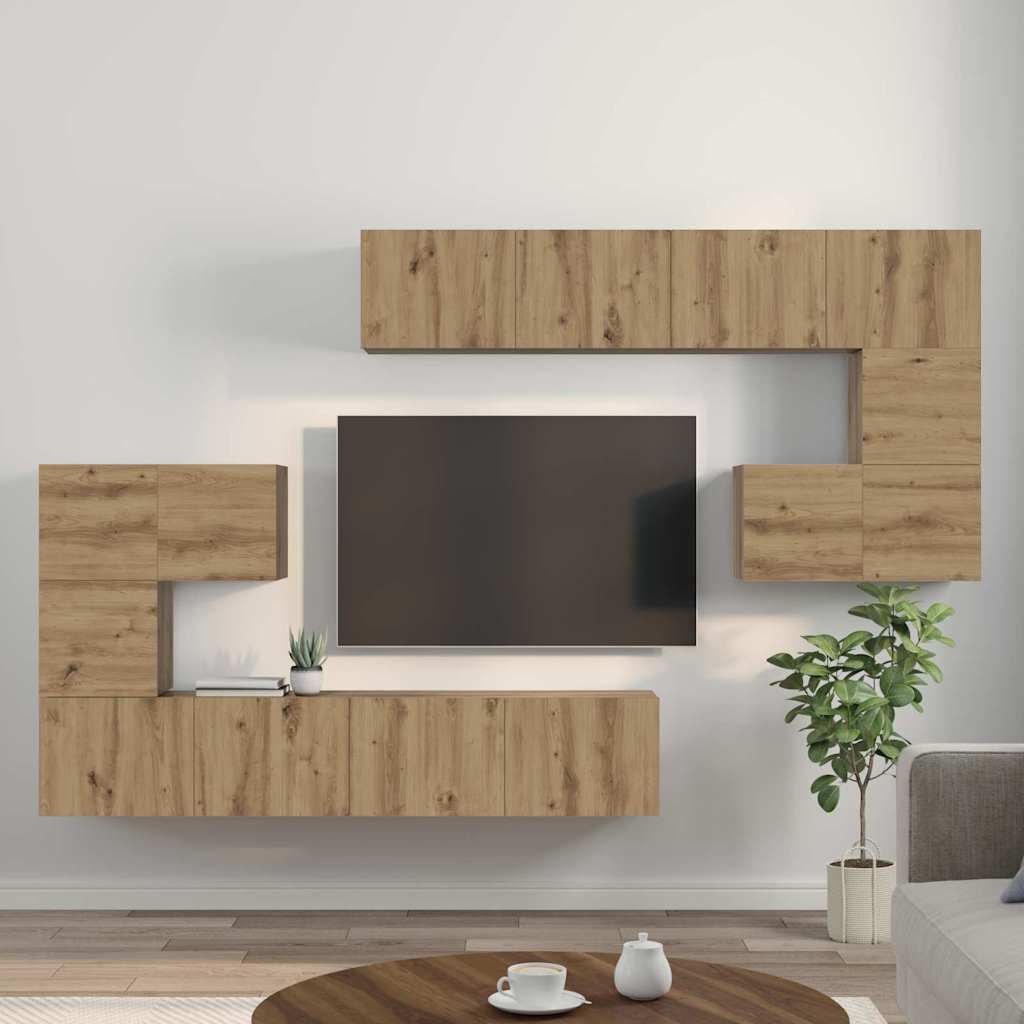 Unites TV Montage mural 4 pcs Chêne artisanal Bois d'ingénierie - XIOS