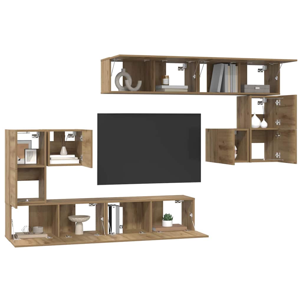 Unites TV Montage mural 4 pcs Chêne artisanal Bois d'ingénierie - XIOS