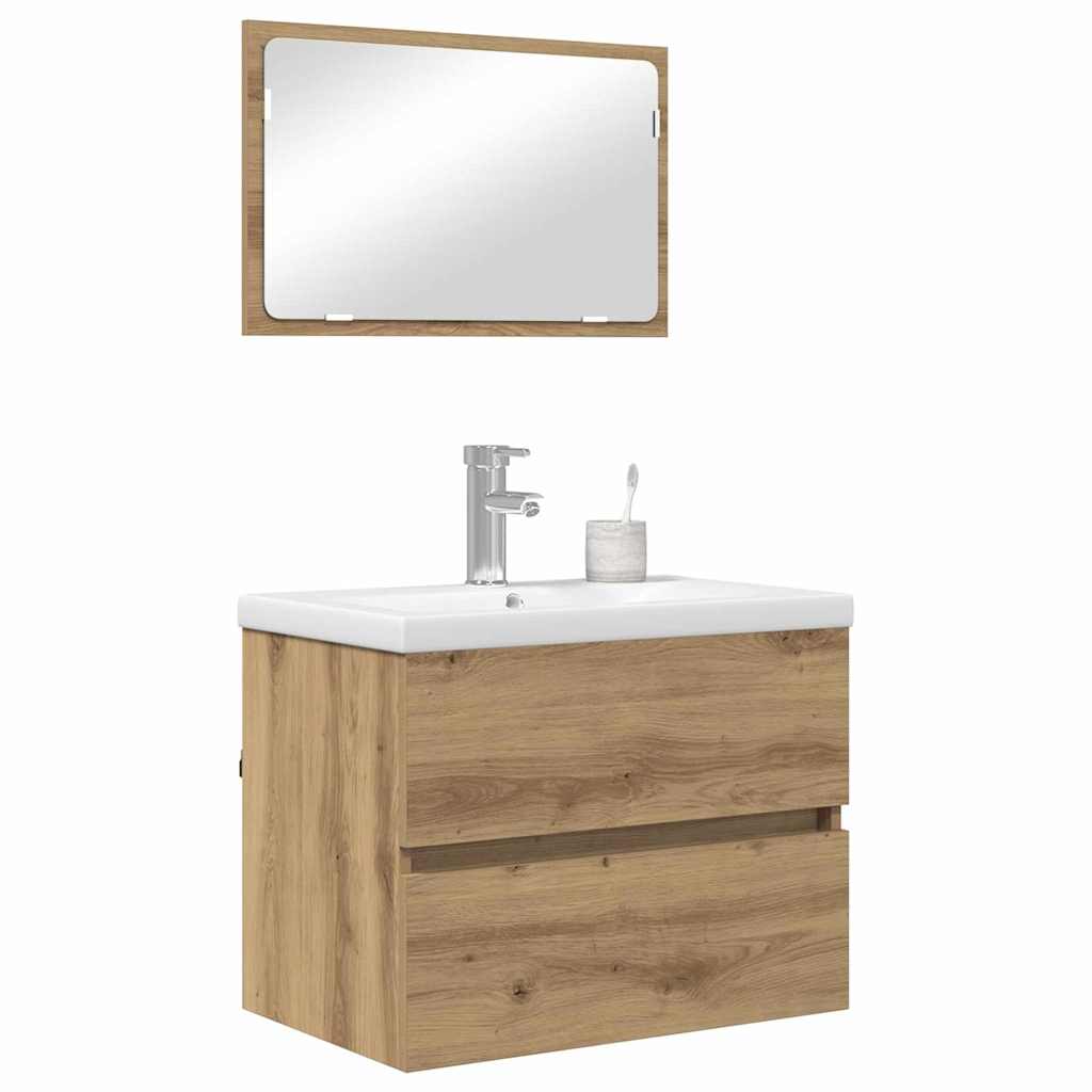 Ensemble de mobilier de salle de bain 3 pc Chêne artisanal