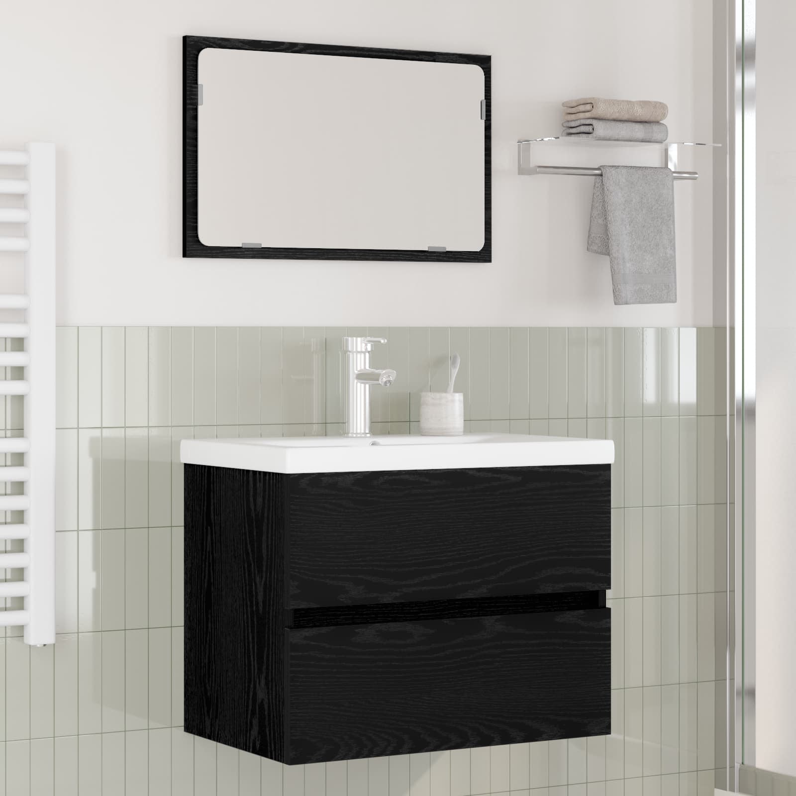 Ensemble de mobilier de salle de bain 3 pièces Chêne noir