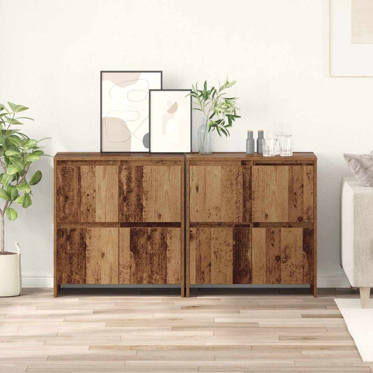 Buffets 2 pc Bois ancien 70 x 41 x 75 cm Bois d'ingénierie