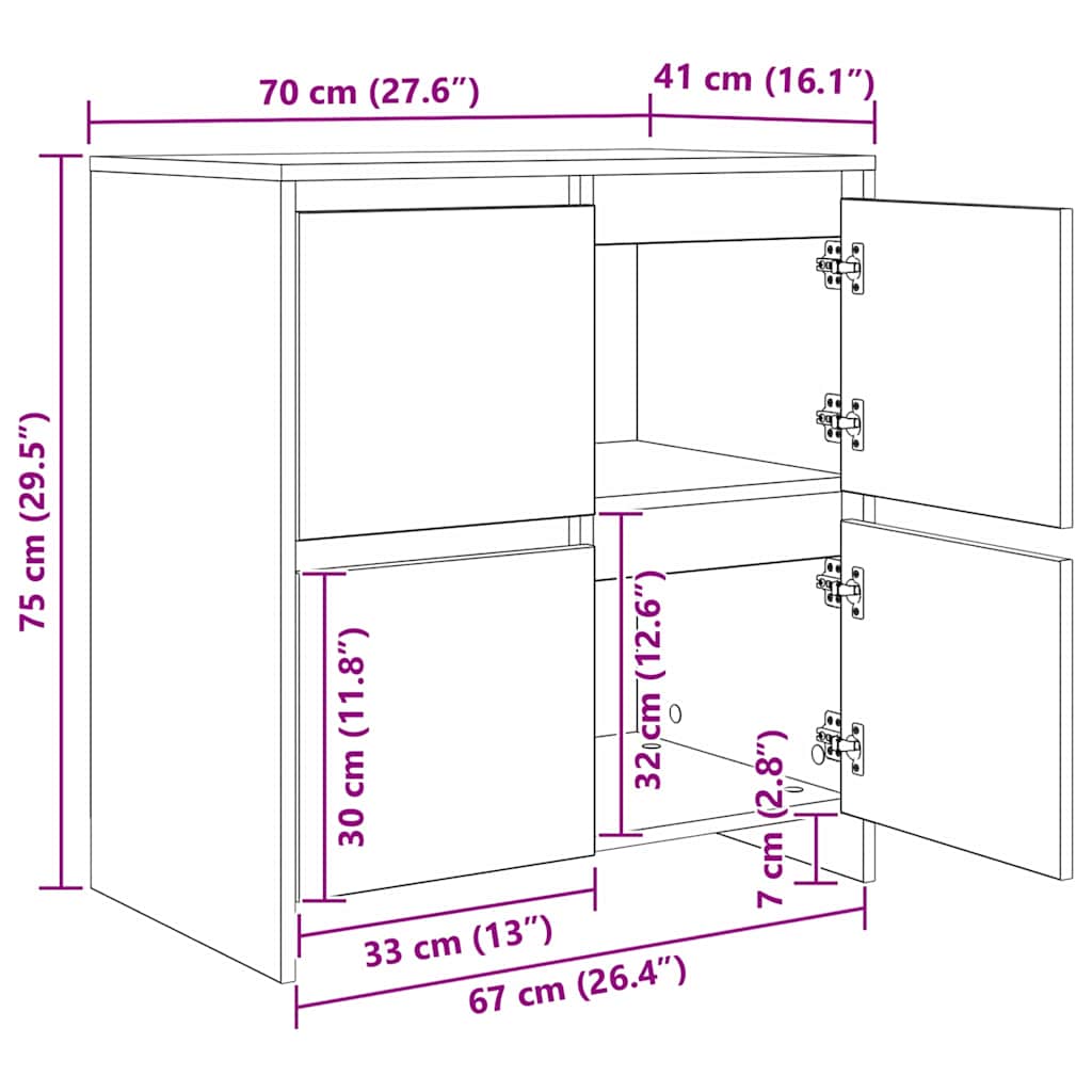 Buffets 2 pcs Bois ancien 70 x 41 x 75 cm Bois d'ingénierie - XIOS