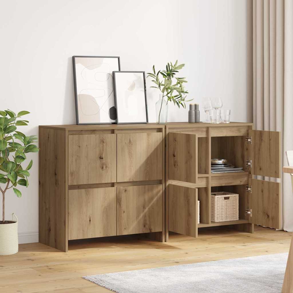 Buffets 2 pcs chêne artisanal 70 x 41 x 75 cm Bois d'ingénierie - XIOS