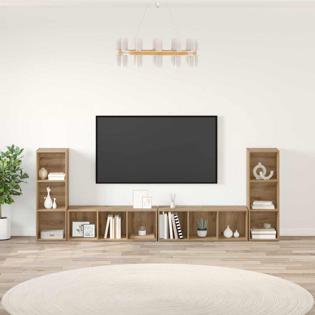 Ensemble meuble TV 4 pc Chêne artisanal Bois d'ingénierie